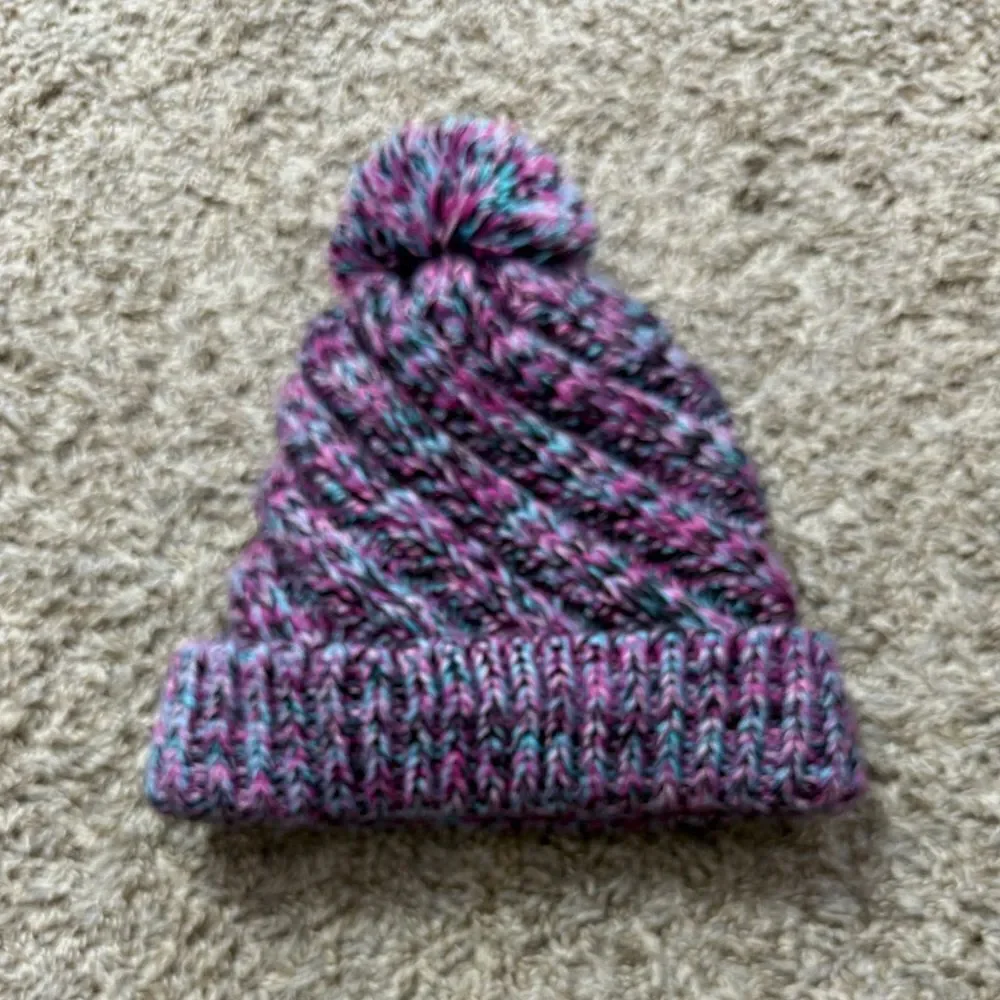 Columbia Purple & Blue Knit Kids Pom Pom Beanie